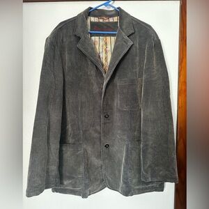 Snazzy Robert Graham Blue/Gray Corduroy Blazer with Colorful Trim, Size XL